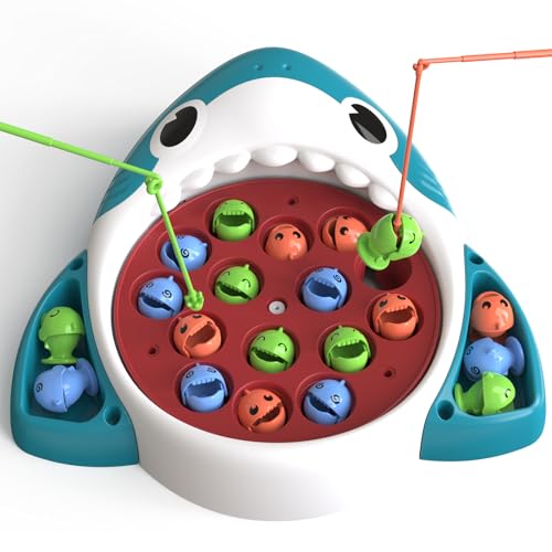 Doloowee Magnet Fische Angeln Spiel für Kinder, 3 4 5 Jahre Jungen Mädchen Lernspielzeug Magnet Spielzeug Musikalisches Angelspiel mit 3 Kinderangel & 20 Fischen Geschenk für Kinder 3-5 Jahre von Doloowee