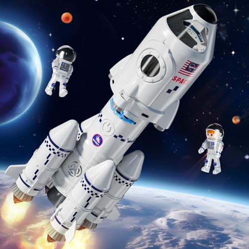 Doloowee Space Shuttle Rakete Spielzeug für Kinder,Wissenschaftliches Puzzlespiel mit Projektion,Weltraumspielzeug Geschenk für 3 4 5 6 7 8 9 Jahre Jungen Mädchen,Modell der Raketenmontage von Doloowee