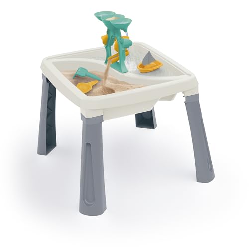 DOLU Weißer und grauer Sand und Wasser 3-in-1-Kreativitätstisch für Kinder ab 24 Monaten Gartenspielzeug Wassertisch Sand it Messy Spieltablett Aktivitätstisch Wasserspieltisch Sandkasten Sandtisch Wa von Dolu