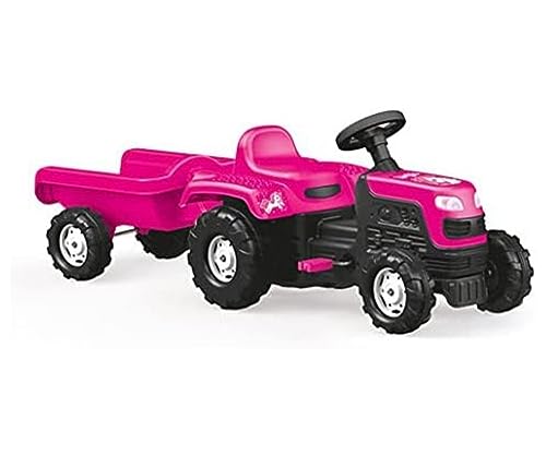 Dolu – Einhorn Kinder Traktor Pedalbetrieben & Anhänger – Rosa Pedalbetriebener Traktor und Anhänger für Kinder im Alter von 3 bis 5 Jahren, ‎144 x 45 x 52 cm von Dolu