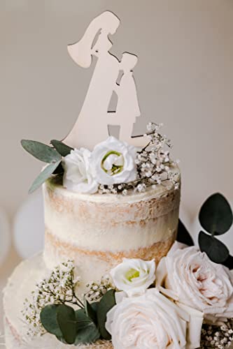 DomAle Cake Topper Hochzeit Schwangere Braut - aus Holz - Tortendeko/Blumenstecker für Hochzeit - Made in Austria - Kuchendekoration/Tortenstecker für Hochzeitstorte/als Stecker für Blumenstrauß von DomAle