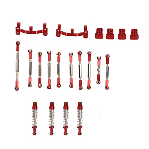 Domary Stoßdämpfer-Upgrade-Kit aus Aluminiumlegierung für WPL C24 C14 C14K C24K RC-Car-Zugstange (Rot) von Domary