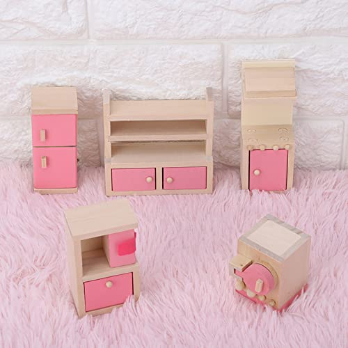 Mini Lebensechte Simulation Holzmöbel Set Bunte Komplettkollektion für 1:12 Puppenhaus Erwachsene Intellektuelle Entwicklung Spielzeit (Küche) von Domary