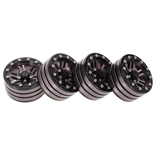 Domasvmd 4PCS 1 9'' Beadlock Metall Felgen 12 Fernbedienung Auto Spielzeug 1/10 SCX10 Zubehör von Domasvmd