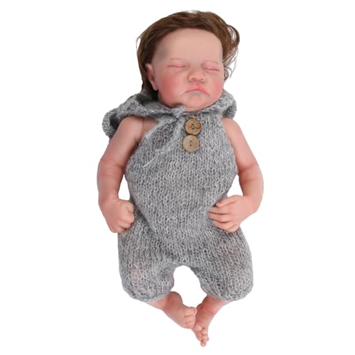 Domasvmd Reborns Neugeborenes Baby 18 Schlafender Säuglingssilikonkörper Baby Kleidung Zubehör Geschenkset von Domasvmd