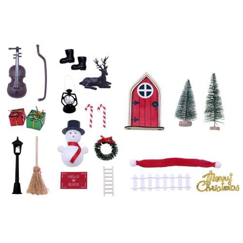 Weihnachten Home Decor Set Puppenhaus Miniaturzubehör Holz und Harz Material und wasserdichte Dekorationen DIY Handwerk von Domasvmd