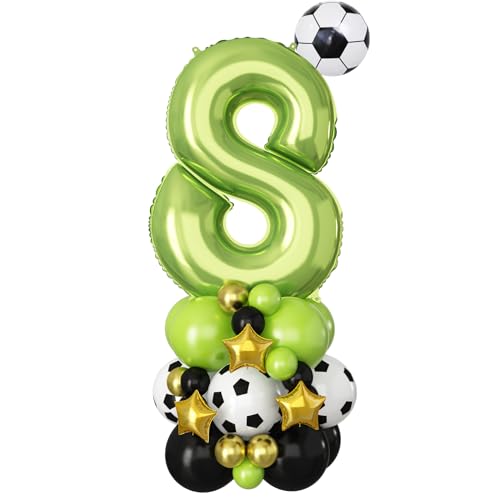 40 Zoll Luftballons 8. Geburtstag Grün Fußball Zahlen 8 Folienballon Groß Football Acht Digit Luftballons Deko XXL 8 Jahr Alt Helium Ballons für Junge 8th Party Sport Weltmeisterschaft Dekorationen von Domgoge