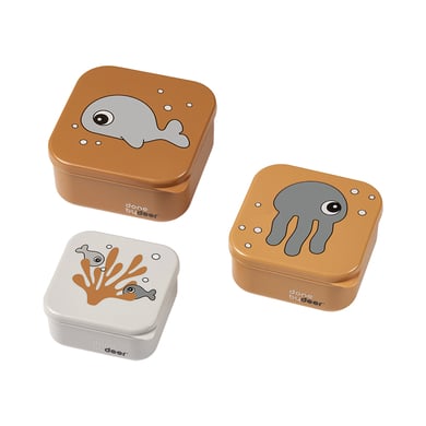 Done by Deer™ Snackbox-Set 3-er Pack Sea friends in senfgelb/grau von Done by Deer™