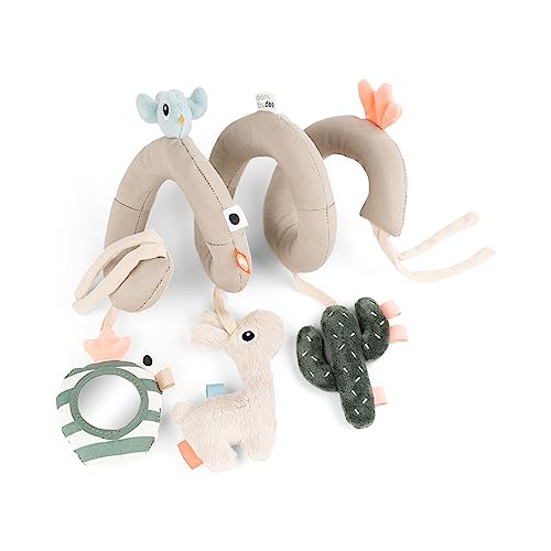 Done by Deer Activity Spirale Lalee Sand - Baby Zubehör, Unterhaltung für unterwegs ab 0 Monate – Das Babyspielzeug kann am Gitterbett, Laufstall, Autositz oder Kinderwagen befestigt Werden von Done by Deer