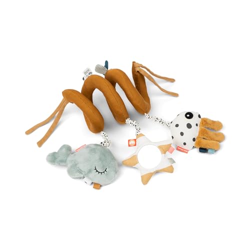 Done by Deer Activity Spirale Sea Friends Senfgelb - Baby Zubehör, Unterhaltung für unterwegs ab 0 Monate – Das Babyspielzeug kann am Gitterbett, Laufstall, Autositz oder Kinderwagen befestigt Werden von Done by Deer