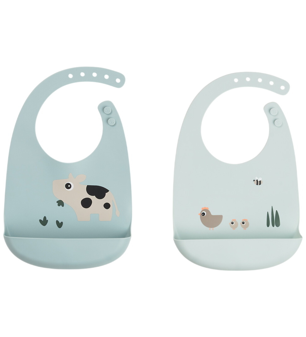 Done by Deer - Silikon - 2er-Pack - Tiny Farm - Blue - Done by Deer - One Size - Lätzchen Done by Deer - Silikon - 2er-Pack - Tiny Farm - Blue - Done by Deer - One Size - Lätzchen von Done by Deer