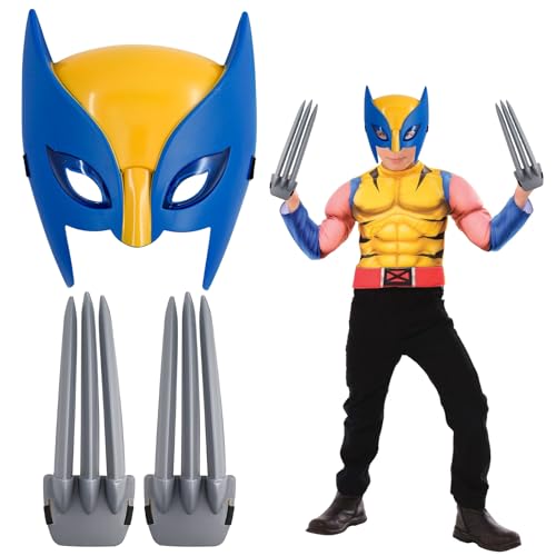 Dongcill 2 Stück Wolverine Krallen,Wolverine Krallen für Erwachsene Mit leuchtender Maske,Wolverine Spielzeug Krallen Requisite,für Kinder ab 5 Jahren Wolf Mann Cosplay Silber. von Dongcill