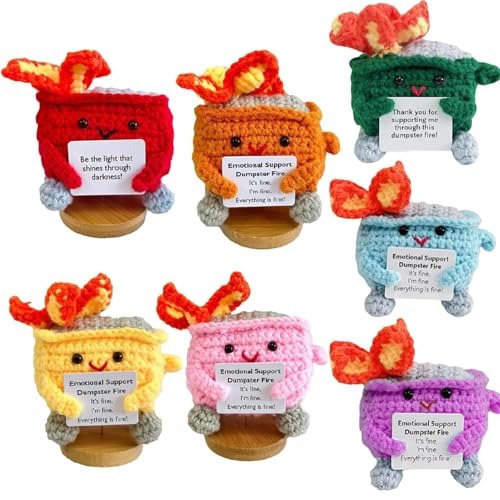 Emotional Crochet Dumpster Fire - Emotional Support Dumpster Fire Doll,Handmade Crochet Emotional Support Dumpster Fire Gift,Adorable Crochet Dumpster Fire Knitting Toy Desk Decor (7 Mix) von Donlinon