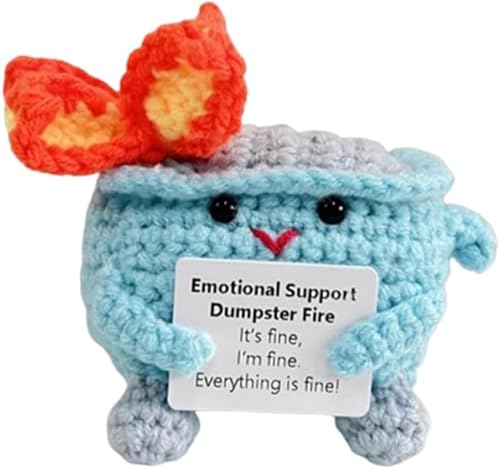 Emotional Crochet Dumpster Fire - Emotional Support Dumpster Fire Doll,Handmade Crochet Emotional Support Dumpster Fire Gift,Adorable Crochet Dumpster Fire Knitting Toy Desk Decor (Blue) von Donlinon