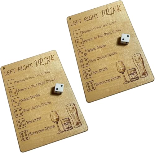 Left Right Drink Drinking Game - Fun Dice Plates and Dice Bags, Party Drinking Bar Dice Game, Adult Drinking Game Left Right Center, Funny Social and Interactive Board Game for Adults (2pcs) von Donlinon