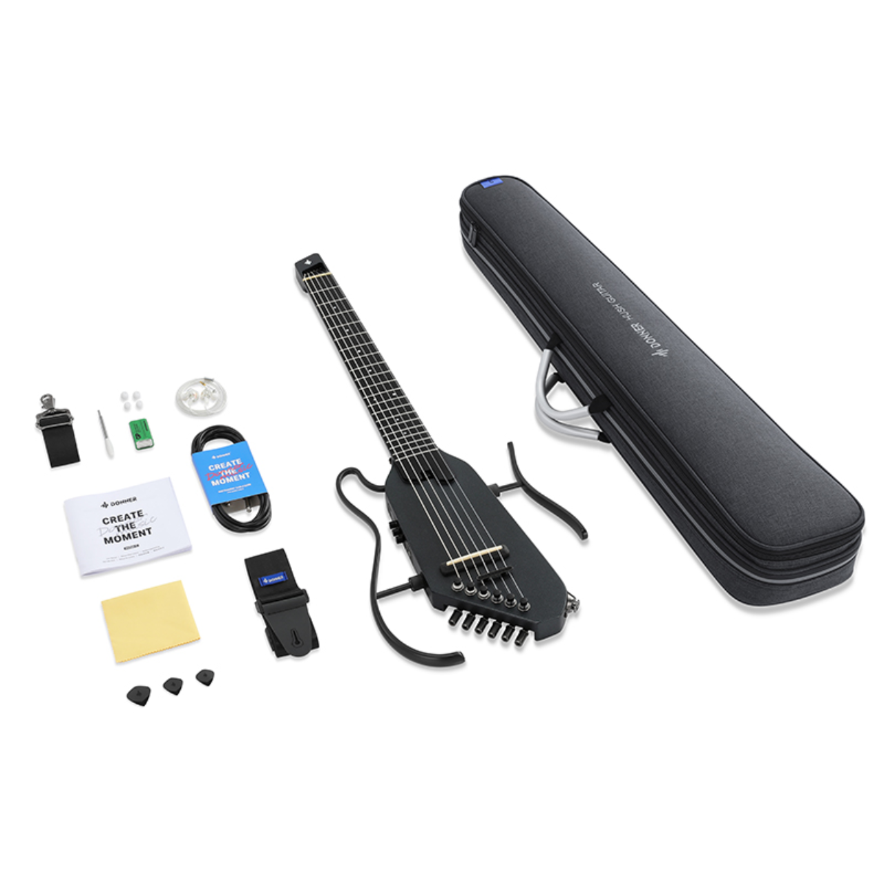 Donner HUSH™ C Akustik-Elektro-Klassiker-Headless-Reisegitarre mit Nylonsaiten, Schwarz Donner HUSH™ C Akustik-Elektro-Klassiker-Headless-Reisegitarre mit Nylonsaiten, Schwarz von Donner Music - DE