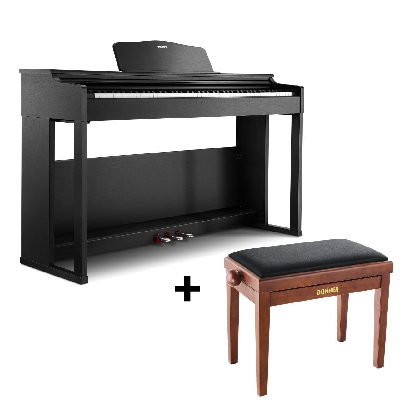 Donner DDP-100S Progressive Hammer-Mechanik Digital Piano, Piano + Duet höhenverstellbare Bank Donner DDP-100S Progressive Hammer-Mechanik Digital Piano, Piano + Duet höhenverstellbare Bank von Donner Music - DE