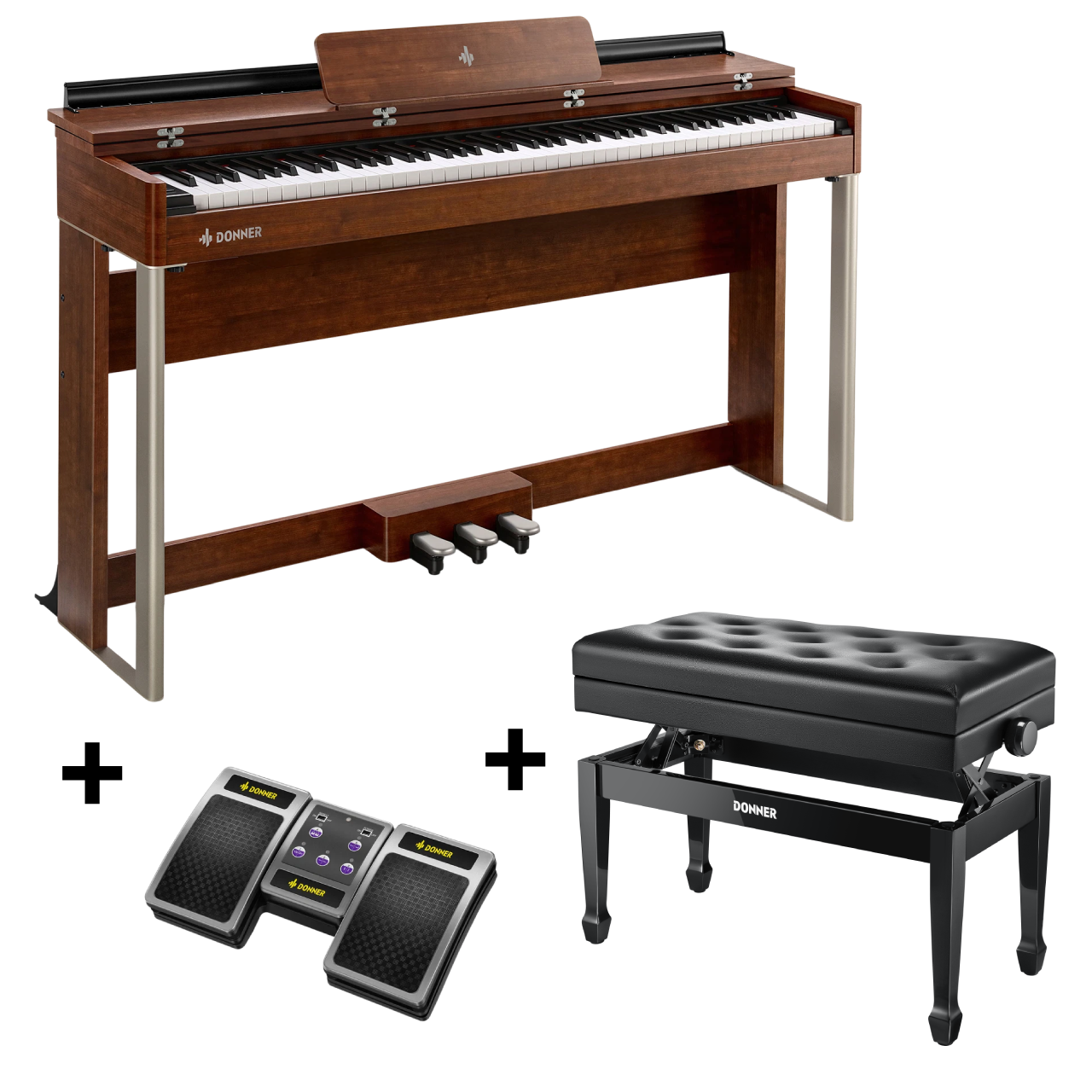 Donner DDP-200 MK2 Digitalpiano, DDP-200 MK2 Piano / Piano + Duet höhenverstellbare Bank + Page Turner Donner DDP-200 MK2 Digitalpiano, DDP-200 MK2 Piano / Piano + Duet höhenverstellbare Bank + Page Turner von Donner Music - DE
