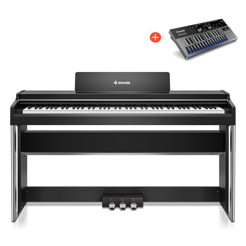 Donner DDP-200 PRO 88 Tasten Hammertastatur gewichtetes Digitalpiano Standard, Schwarz / Klavier +Free B1 von Donner Music - DE