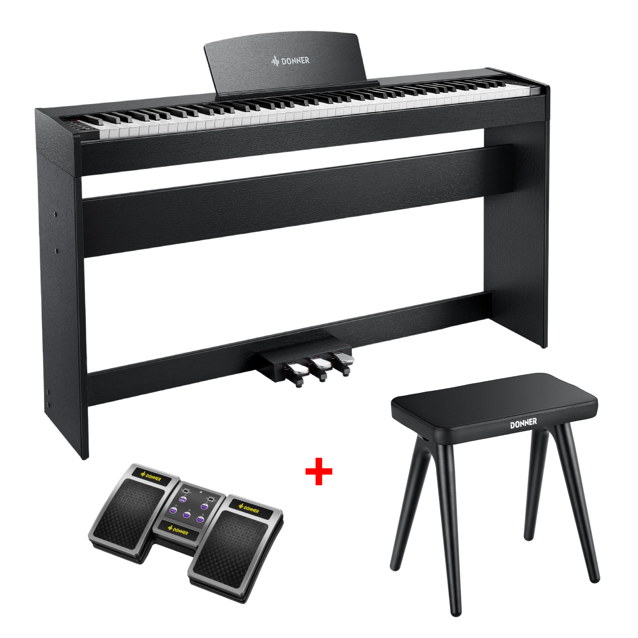 Donner DDP-50 88 Tasten Gewichtetes Digitalpiano, Schwarz / Piano + Klavierbank + Page Turner Donner DDP-50 88 Tasten Gewichtetes Digitalpiano, Schwarz / Piano + Klavierbank + Page Turner von Donner Music - DE