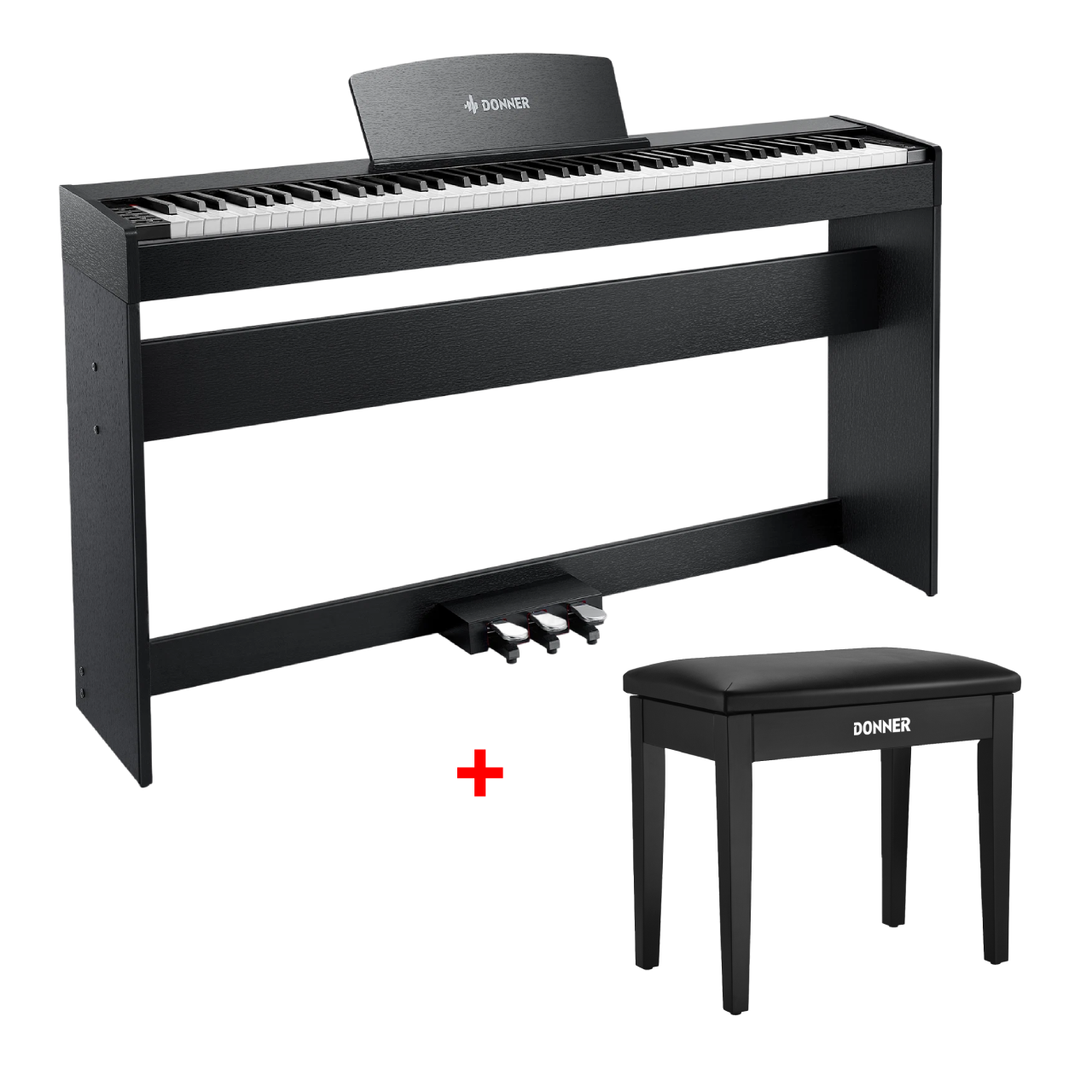 Donner DDP-50 88 Tasten Gewichtetes Digitalpiano, Schwarz / Piano + Schwarz Klavierbank Donner DDP-50 88 Tasten Gewichtetes Digitalpiano, Schwarz / Piano + Schwarz Klavierbank von Donner Music - DE
