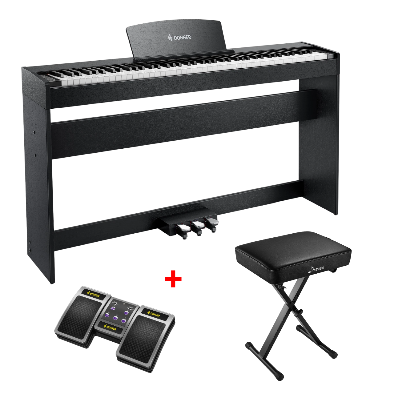Donner DDP-50 88 Tasten Gewichtetes Digitalpiano, Schwarz / Piano + X-Form Klavierbank + Page Turner Donner DDP-50 88 Tasten Gewichtetes Digitalpiano, Schwarz / Piano + X-Form Klavierbank + Page Turner von Donner Music - DE
