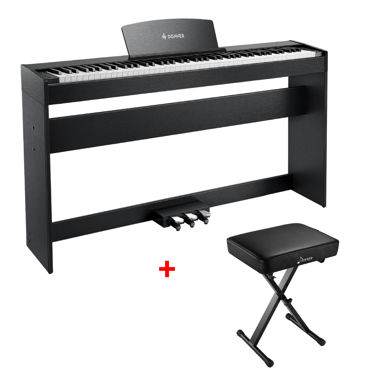 Donner DDP-50 88 Tasten Gewichtetes Digitalpiano, Schwarz / Piano + X-Form Klavierbank Donner DDP-50 88 Tasten Gewichtetes Digitalpiano, Schwarz / Piano + X-Form Klavierbank von Donner Music - DE