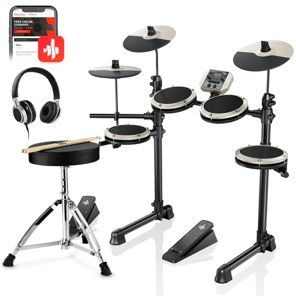 E-Drum-Set mit Leisen Mesh-Pads & 180+ Sounds – Donner DED-80, Weiß E-Drum-Set mit Leisen Mesh-Pads & 180+ Sounds – Donner DED-80, Weiß von Donner Music - DE