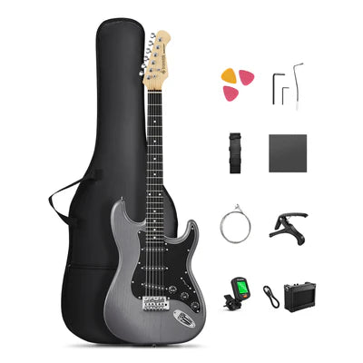 Donner DST-80 39 Zoll mattiertes ST-E-Gitarren-Kit mit Verstärker, Schwarz von Donner Music - DE