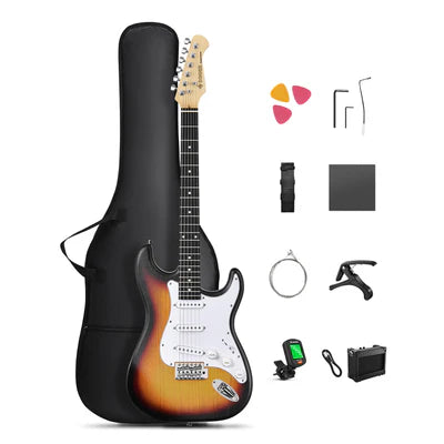 Donner DST-80 39 Zoll mattiertes ST-E-Gitarren-Kit mit Verstärker, Sunburst von Donner Music - DE