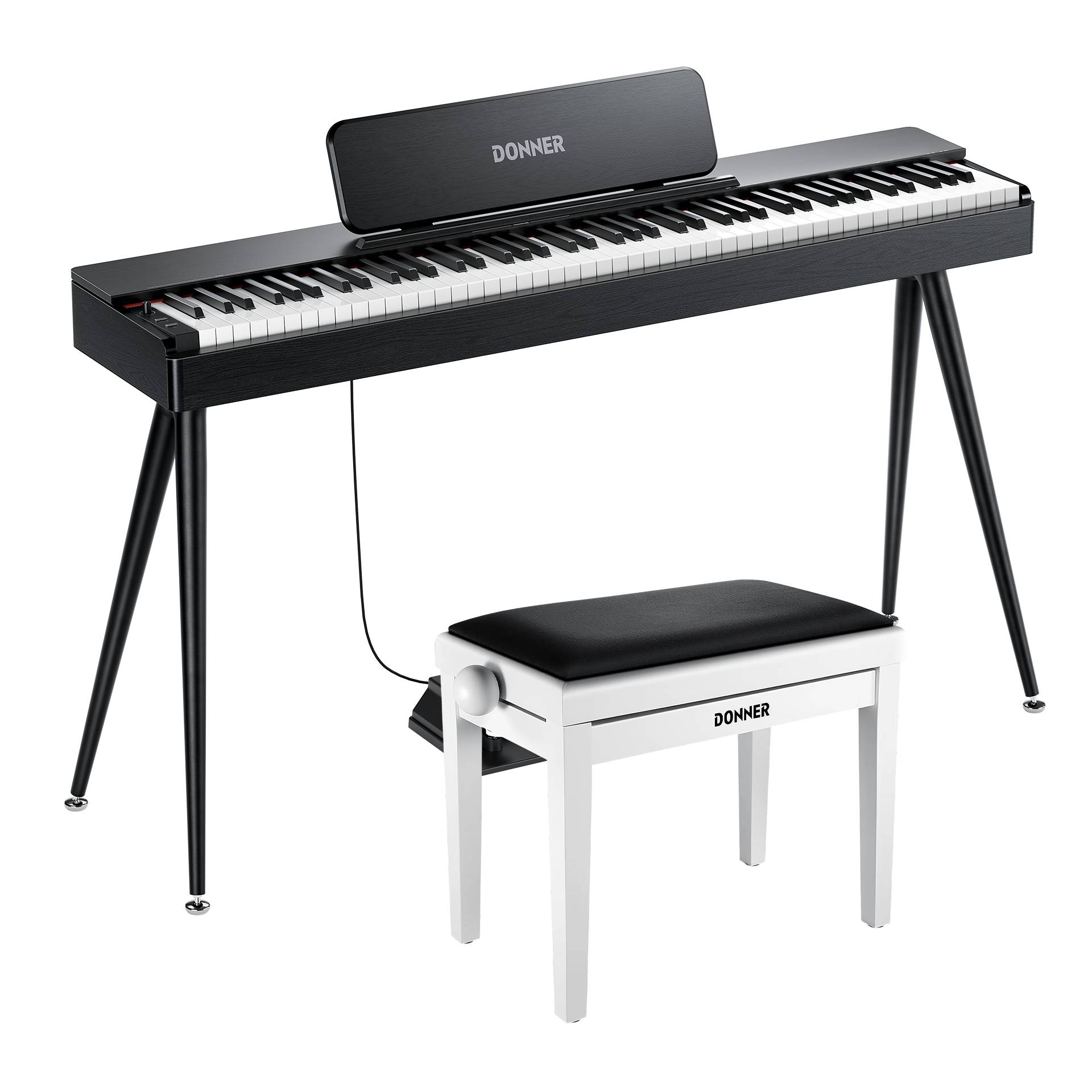Donner OURA S100: Digitalpiano, 88 gewichtete Tasten, Schwarz / Piano + Weiß Matt Höhenverstellbare Bank Donner OURA S100: Digitalpiano, 88 gewichtete Tasten, Schwarz / Piano + Weiß Matt Höhenverstellbare Bank von Donner Music - DE