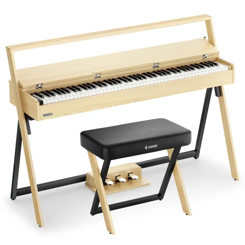 【VORVERKAUF】DONNER OURA™ R300 88-Tasten-Digitalpiano für zu Hause - Versand am 29. März, Helle Holzfarbe【VORVERKAUF】 / Klavier + Bank【Offizielles Paket】 von Donner Music - DE