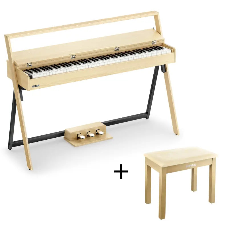 【VORVERKAUF】DONNER OURA™ R300 88-Tasten-Digitalpiano für zu Hause - Versand am 29. März, Helle Holzfarbe【VORVERKAUF】 / Klavier + Bank von Donner Music - DE