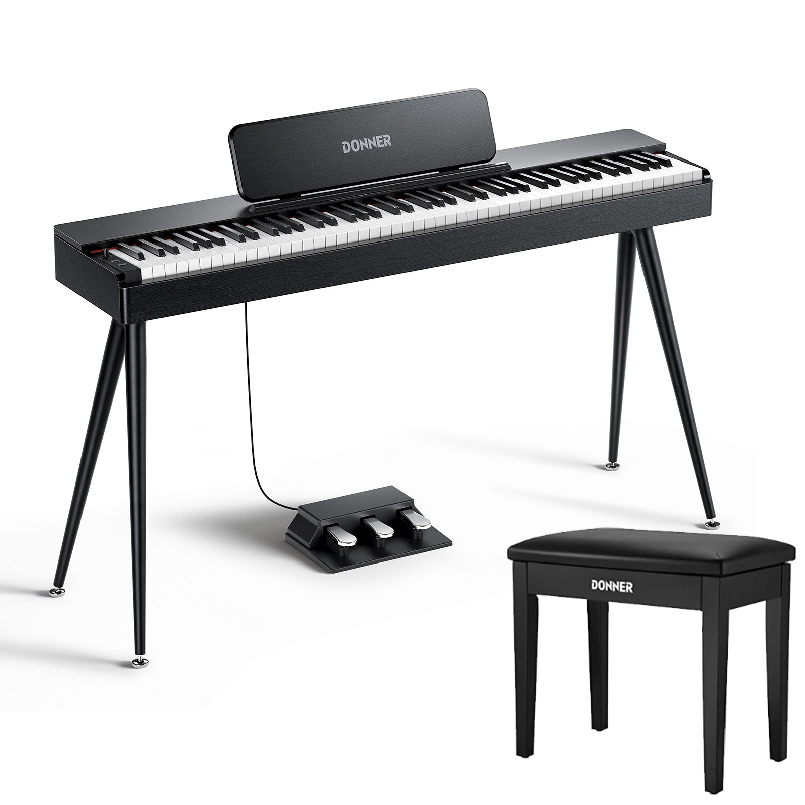 【VORVERKAUF】Donner OURA™ S100 88-Tasten-Digitalpiano für den Heimgebrauch, schwarze Eichenmaserung - Versand am 22. Februar, Klavier + schwarze Bank von Donner Music - DE