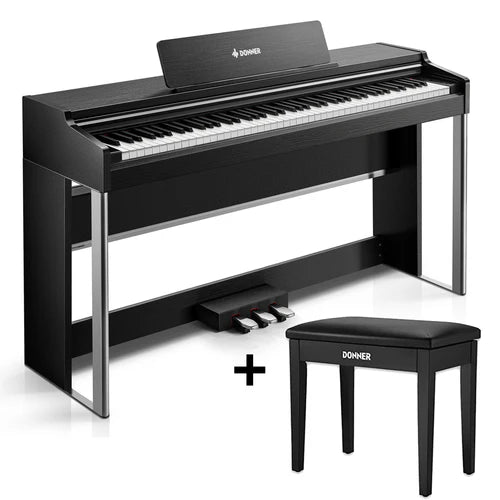 Donner DDP-200 PRO 88 Tasten Hammertastatur gewichtetes Digitalpiano Standard, Schwarz / Klavier + Bank von Donner Music - DE