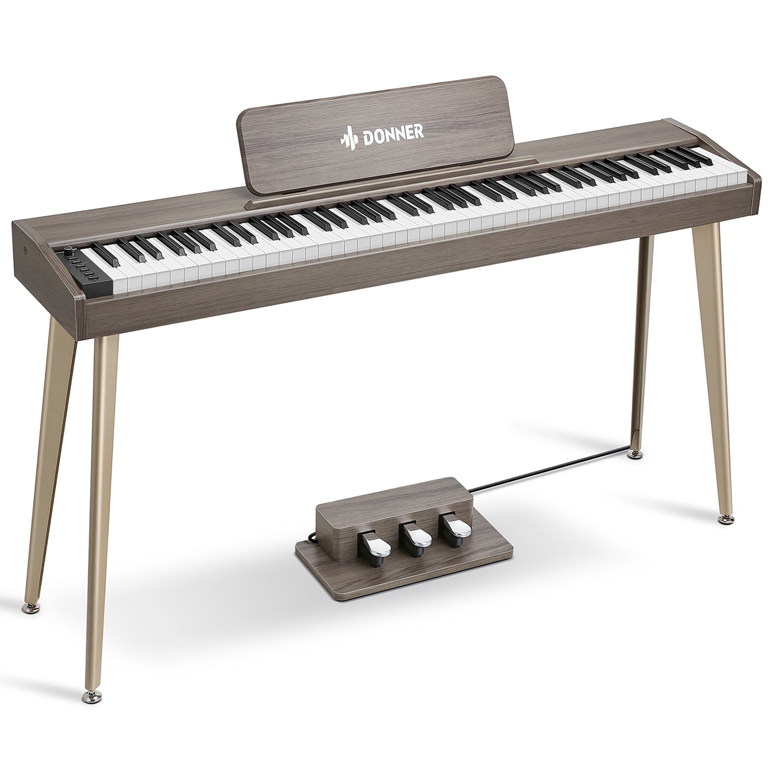 Donner DDP-60 E-piano Keyboard Holzstil Home Digitalpiano, Grau-Braun / Piano von Donner