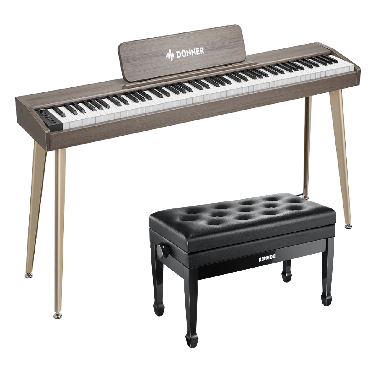 Donner DDP-60 E-piano Keyboard Holzstil Home Digitalpiano, Grau-Braun / Piano + Duet höhenverstellbare Bank Donner DDP-60 E-piano Keyboard Holzstil Home Digitalpiano, Grau-Braun / Piano + Duet höhenverstellbare Bank von Donner
