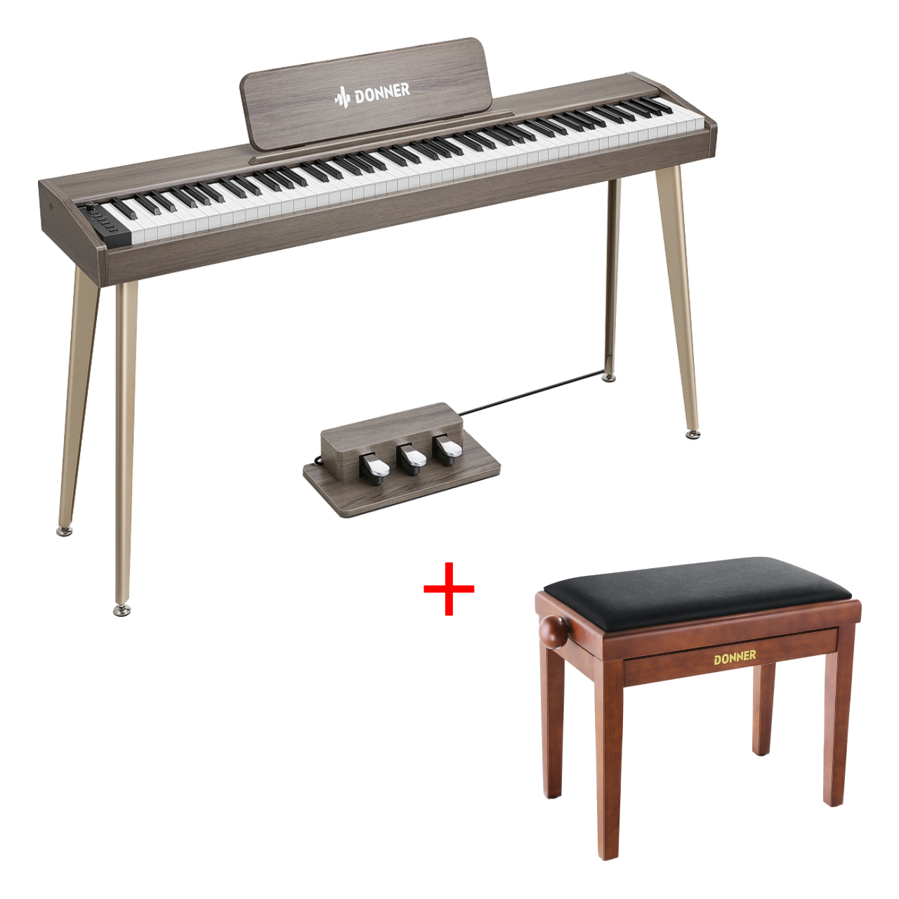 Donner DDP-60 E-piano Keyboard Holzstil Home Digitalpiano, Grau-Braun / Piano + höhenverstellbare Bank Donner DDP-60 E-piano Keyboard Holzstil Home Digitalpiano, Grau-Braun / Piano + höhenverstellbare Bank von Donner