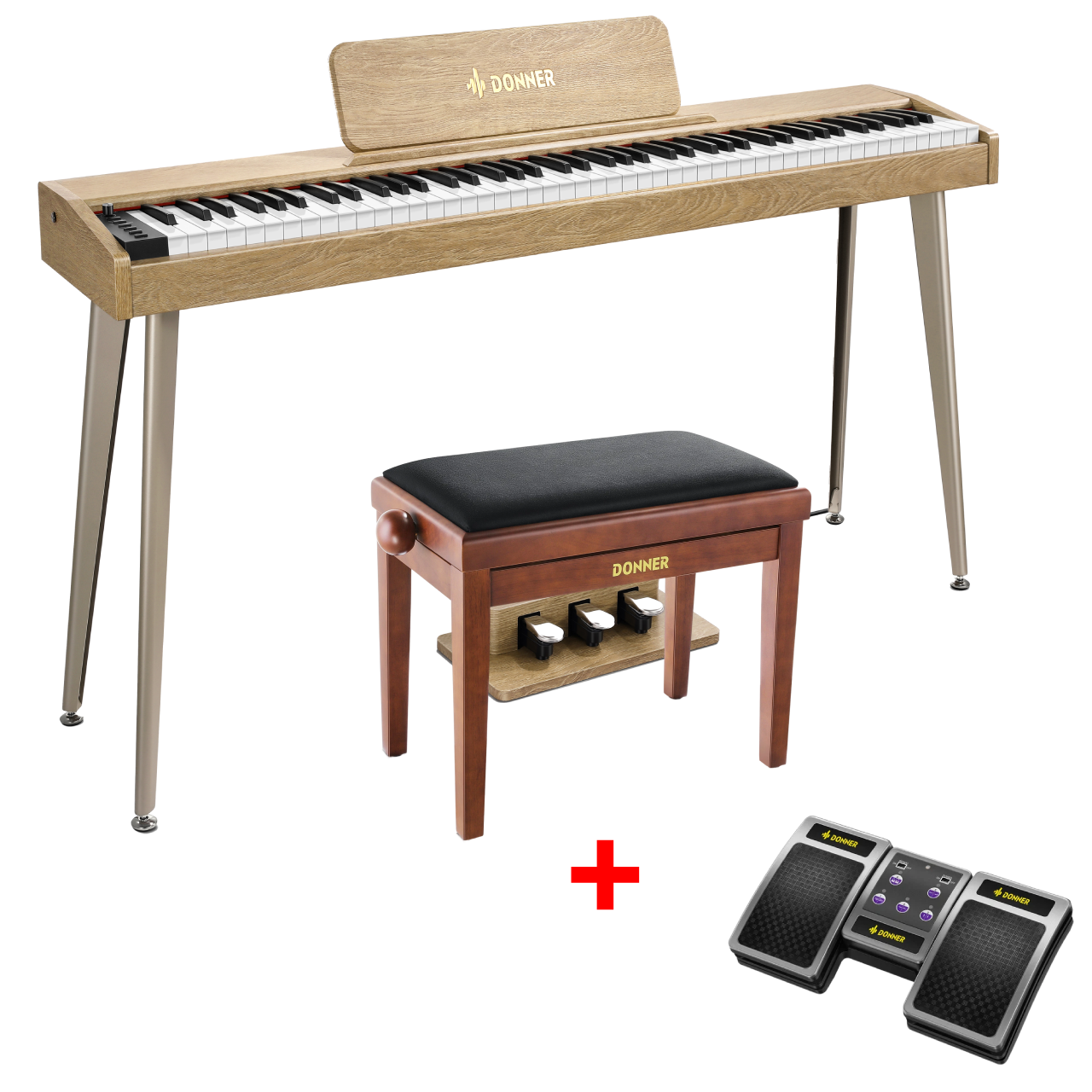 Donner DDP-60 E-piano Keyboard Holzstil Home Digitalpiano, Helle Holzfarbe【Vorverkauf】 / Piano + höhenverstellbare Bank + Page Turner Donner DDP-60 E-piano Keyboard Holzstil Home Digitalpiano, Helle Holzfarbe【Vorverkauf】 / Piano + höhenverstellbare Bank + Page Turner von Donner