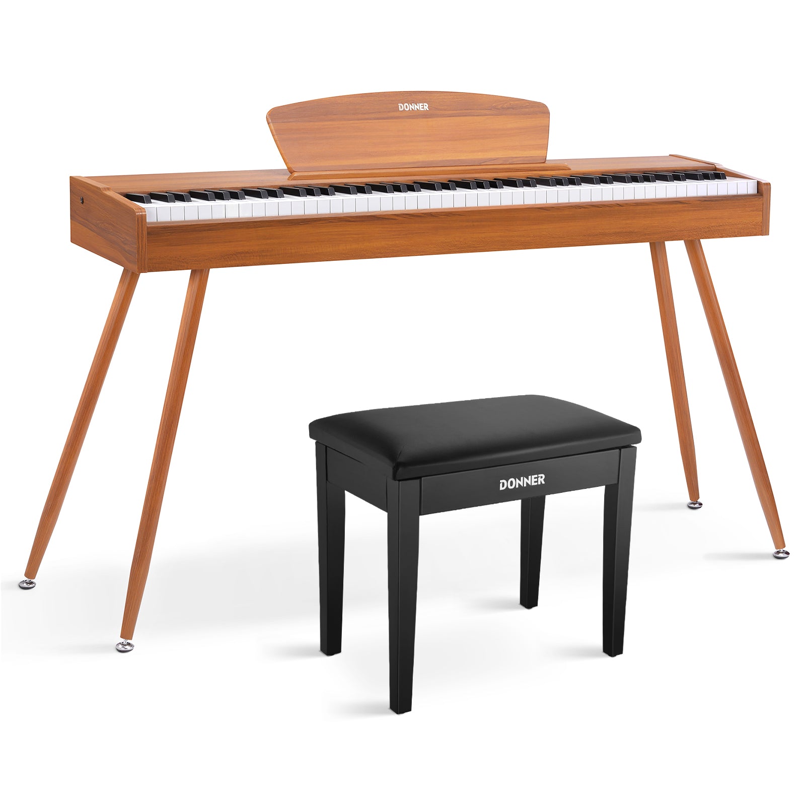 Donner DDP-80 Holzstil 88 Tasten Digitalpiano, Natürlich / Piano + Schwarz Klavierbank von Donner