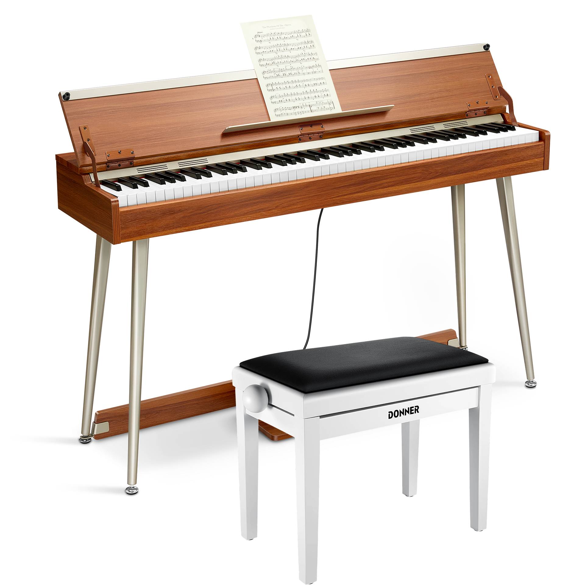 Donner DDP-80 Plus Epiano Keyboard Holzstil Digitalpiano, Piano + Weiß Matt Höhenverstellbare Bank Donner DDP-80 Plus Epiano Keyboard Holzstil Digitalpiano, Piano + Weiß Matt Höhenverstellbare Bank von Donner