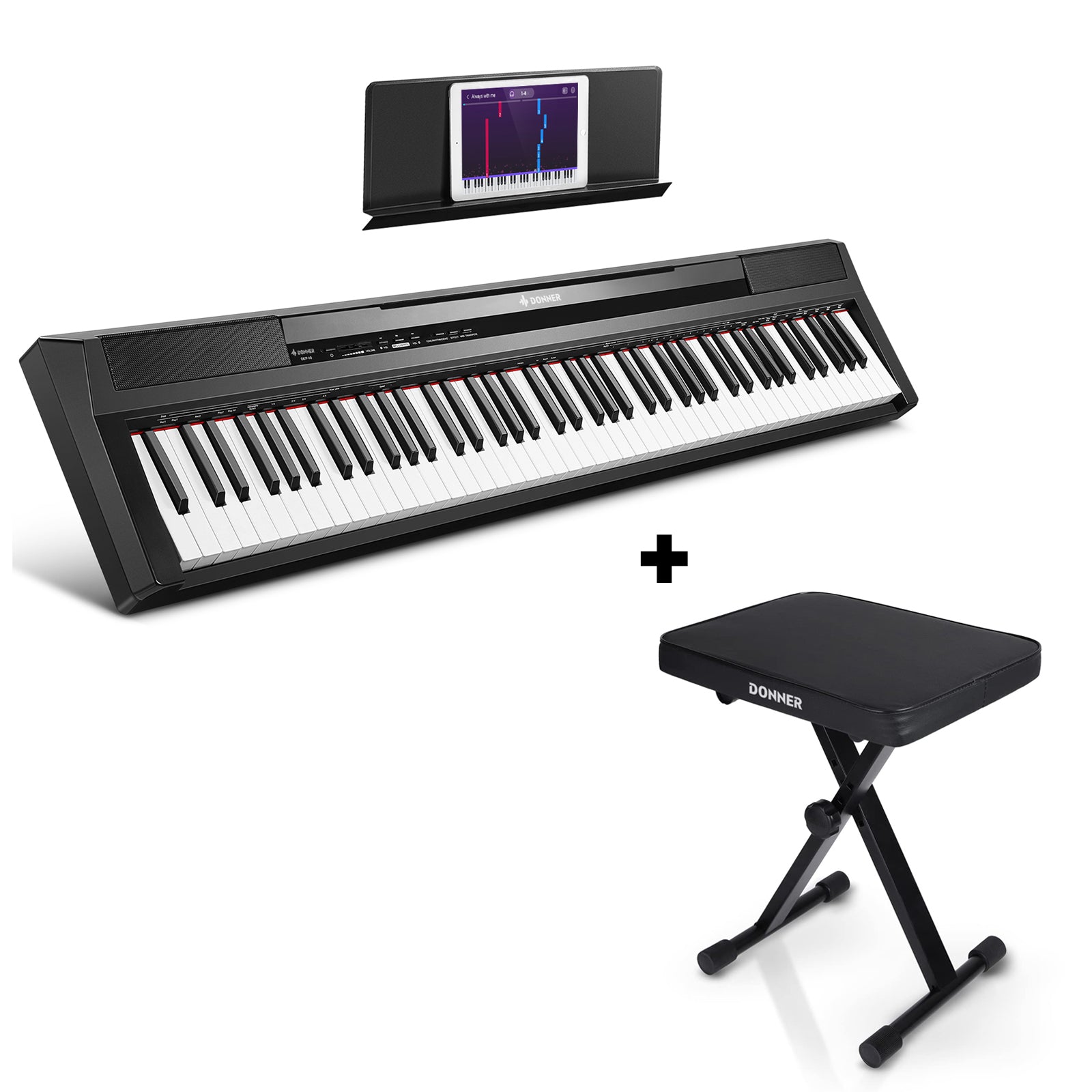 Donner DEP-10 Digital Piano Keyboard 88 Tasten Halbgewichteten, Piano + X-Förmig Klavierhocker Donner DEP-10 Digital Piano Keyboard 88 Tasten Halbgewichteten, Piano + X-Förmig Klavierhocker von Donner
