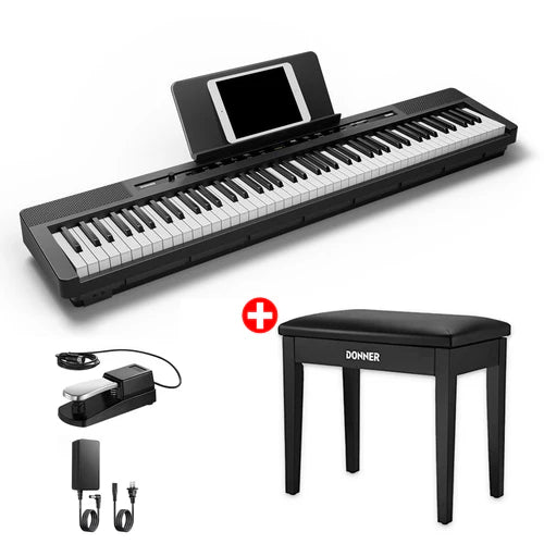 Donner DEP-16 Tragbares Digitalpiano, Piano + Bench von Donner