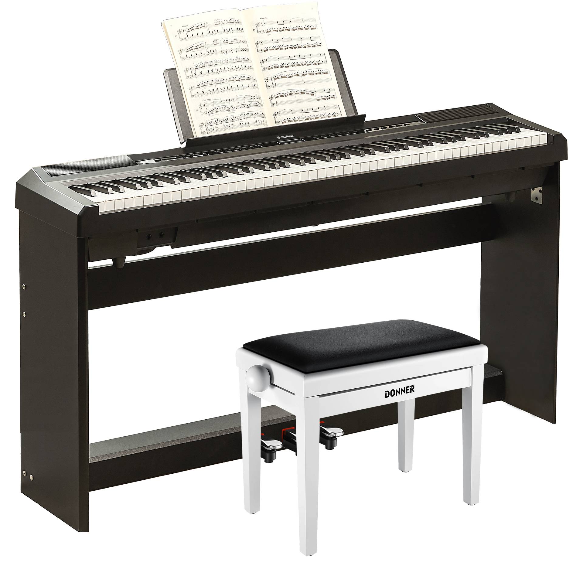 Donner DEP-20S E-Piano 88 Epiano Keyboard Hammermechanik Gewichteten Anfänger Digital Piano, Schwarz / E-Piano + Weiß Matt Höhenverstellbare Bank Donner DEP-20S E-Piano 88 Epiano Keyboard Hammermechanik Gewichteten Anfänger Digital Piano, Schwarz / E-Piano + Weiß Matt Höhenverstellbare Bank von Donner