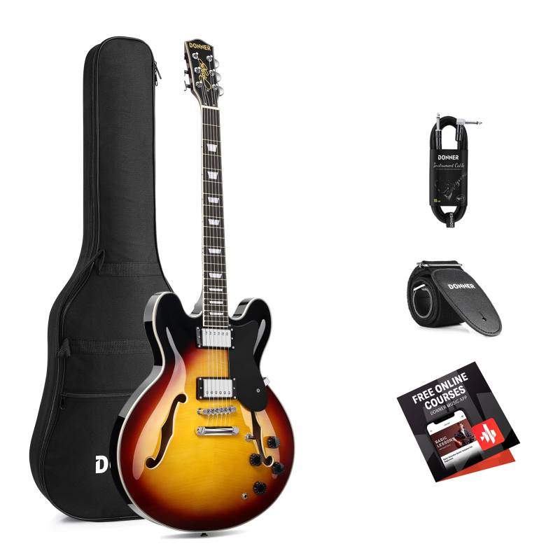 Donner DJP-1000 Jazz-E-Gitarre, DJP-1000B / Gitarre von Donner