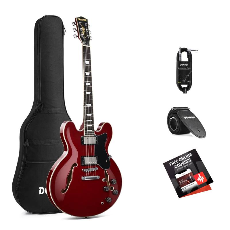 Donner DJP-1000 Jazz-E-Gitarre, DJP-1000R / Gitarre von Donner