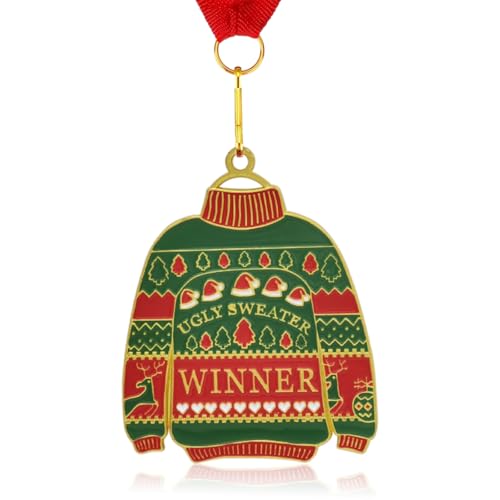 Donrime Kürbis Medaillen Hässliche Weihnachtspullover - Medaille mit Nackenband-Auszeichnung für hässlichen Pullover-Wettbewerb Partybedarf Feiertage Weihnachtsbaumschmuck von Donrime