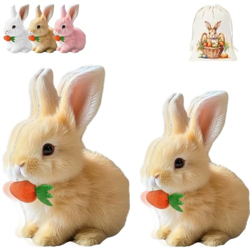 Donubiiu Bouncing Rabbit-Ostern Geschenke Kinder,Fanyil Bunnypal,Bunny Mein Realistisches Kaninchen,Interaktives Kaninchen- with Sound Movements, Wiggling, Rabbit, Cuddly Toy (2* Brown) von Donubiiu