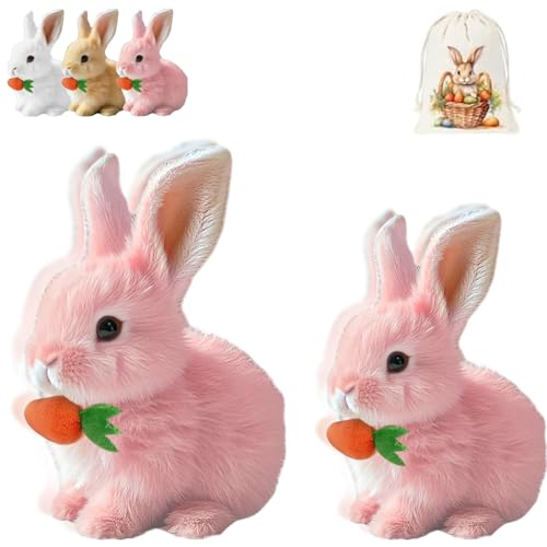 Donubiiu Bouncing Rabbit-Ostern Geschenke Kinder,Fanyil Bunnypal,Bunny Mein Realistisches Kaninchen,Interaktives Kaninchen- with Sound Movements, Wiggling, Rabbit, Cuddly Toy (2* Pink) von Donubiiu