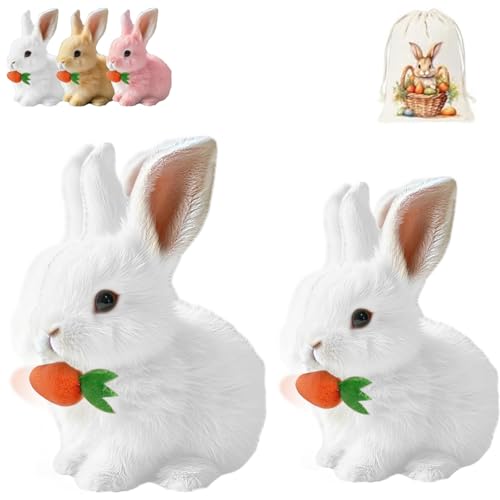 Donubiiu Bouncing Rabbit-Ostern Geschenke Kinder,Fanyil Bunnypal,Bunny Mein Realistisches Kaninchen,Interaktives Kaninchen- with Sound Movements, Wiggling, Rabbit, Cuddly Toy (2 *White) von Donubiiu